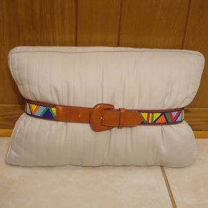 Colorful  beaded leather belt